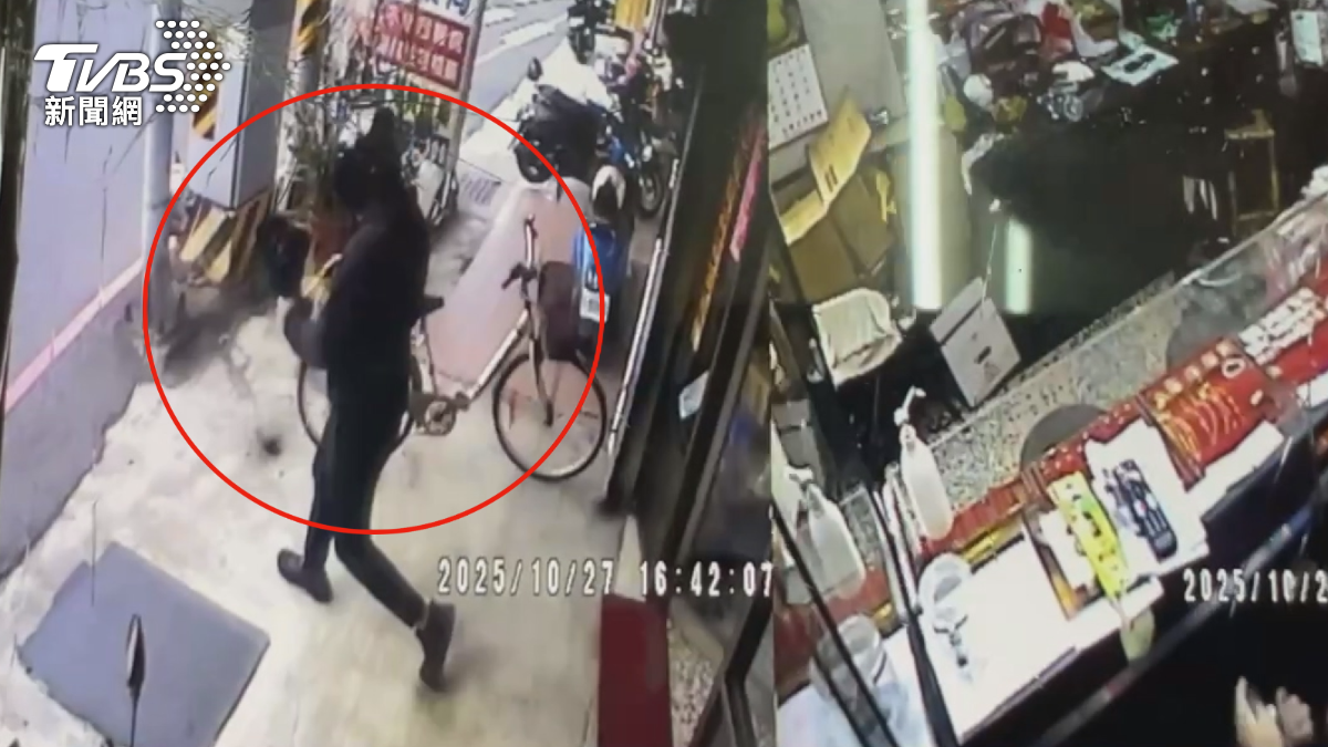 36歲的黃姓嫌犯，騎著偷來的贓車，搶了市價約2百萬的13兩金飾後，一路往北逃了6公里回到永康區住家（圖／TVBS）