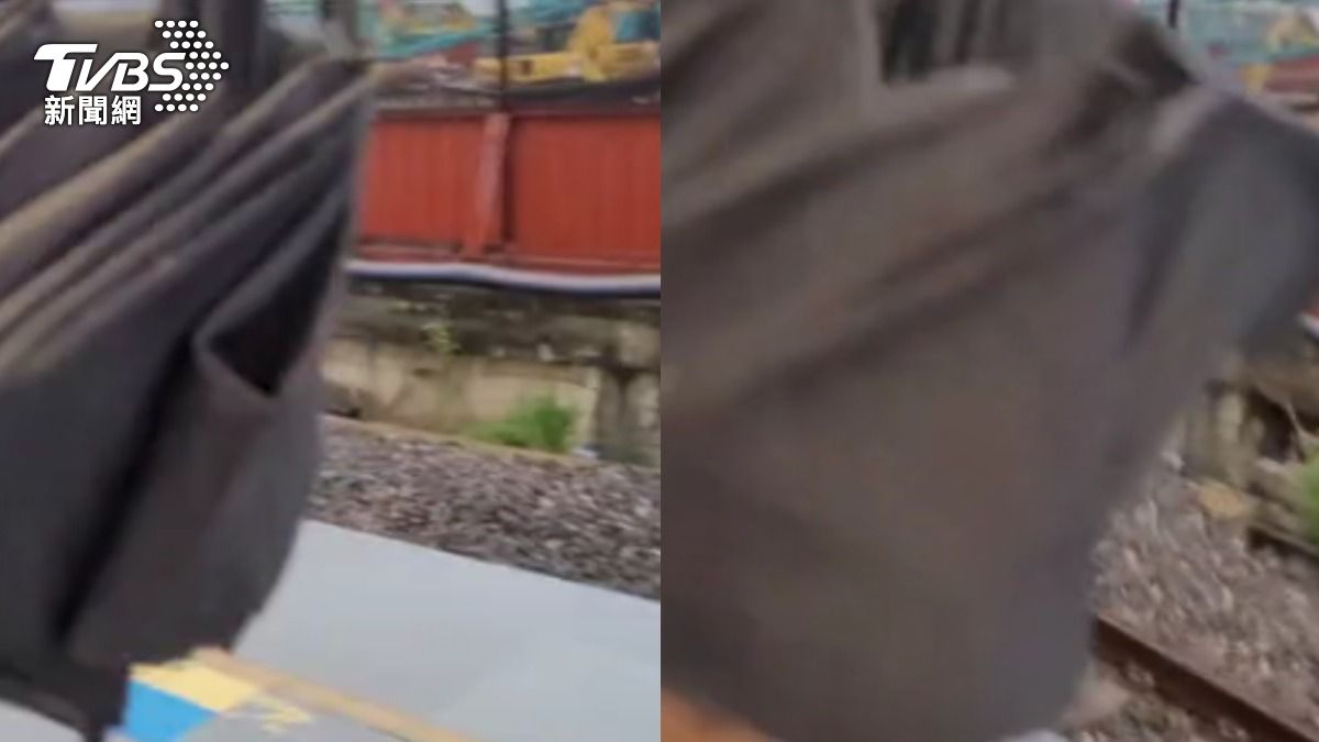 女乘客在中壢火車站月台行進時,疑似和男子碰撞引發誤會。(圖/TVBS)
