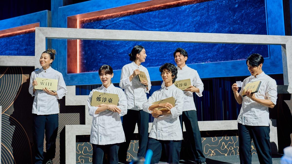 蔡詩芸（左起）、林予晞、陳庭妮、白潤音、姚淳耀、胡宇威，明星廚助選夥伴修羅場。（圖／華視提供）