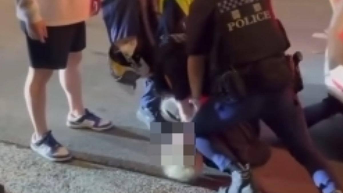 萬聖節醉男大鬧信義區,嗆警遭帶返所管束。(圖/翻攝Threads)