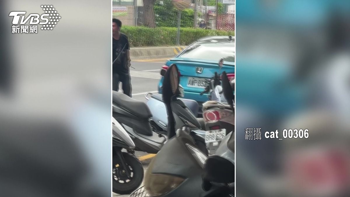 女性目擊者發現男子砸車行為並拿手機拍攝，不料卻引來兇嫌的追逐。(圖／TVBS)