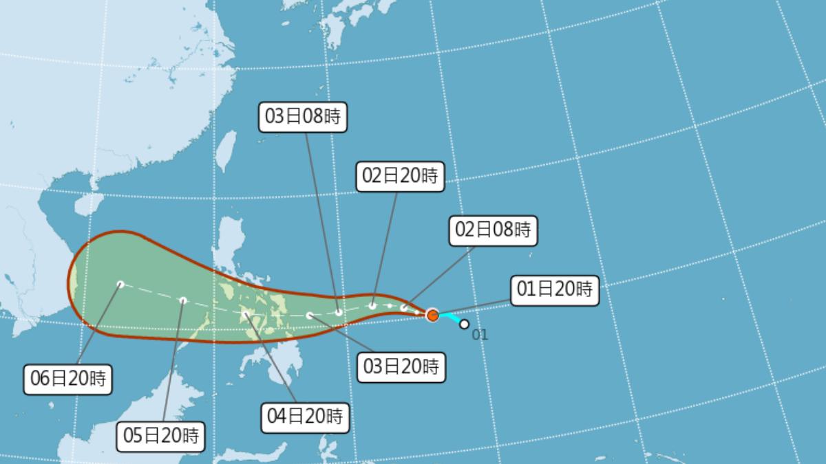 颱風「海鷗」今（1）日20時發展為颱風，對台灣未來天氣無直接影響。（圖／氣象署）