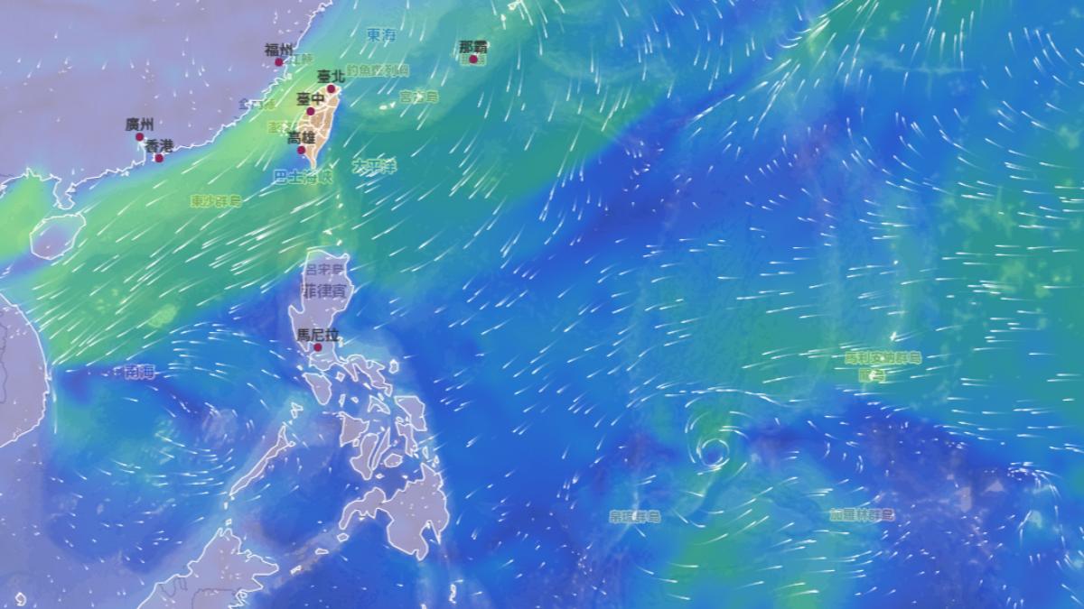 「海鷗」颱風位處關島西南西方海面。（圖／氣象署）