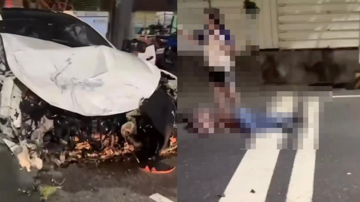 快訊/台南瑪莎拉蒂猛撞機車 「車殼噴滿地」害2女受傷人跑了