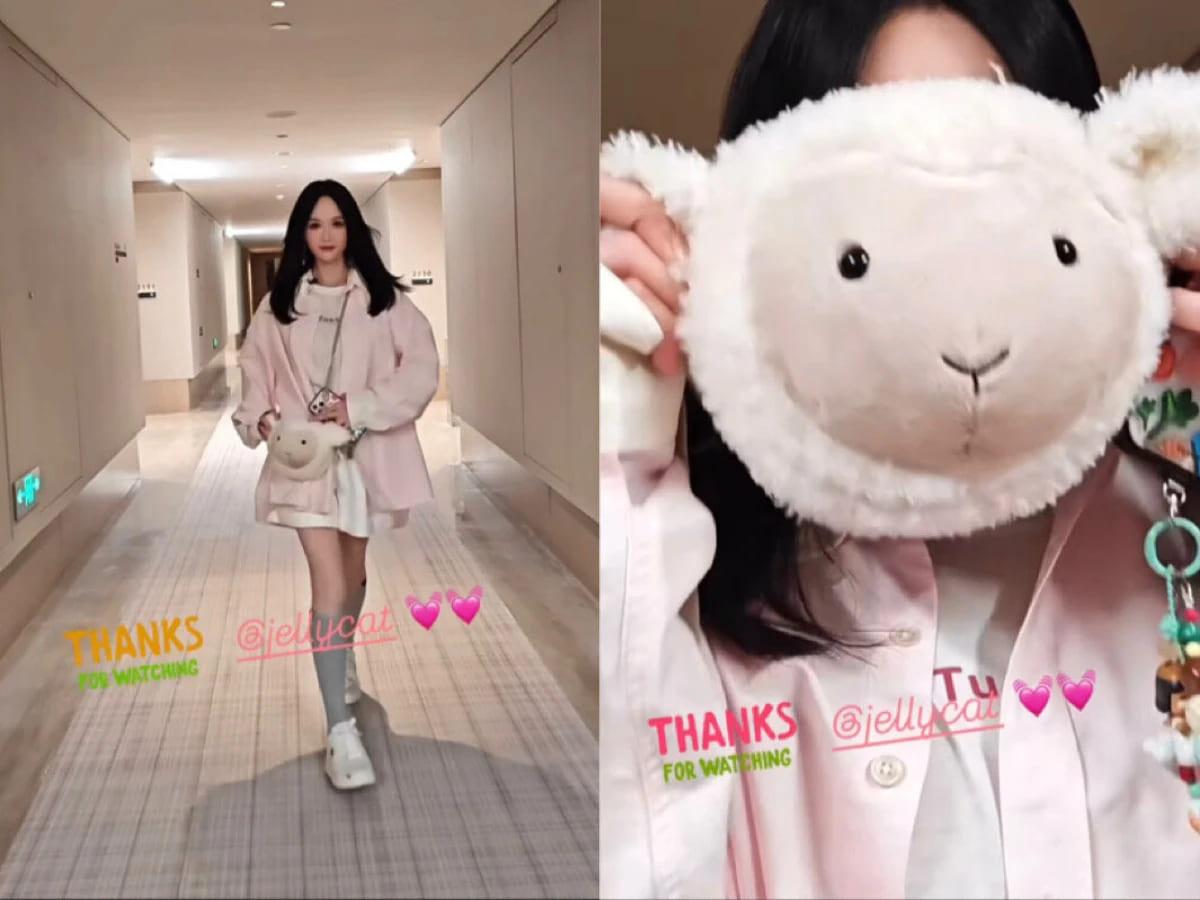 陳喬恩曬Jellycat的小羊包(圖/翻攝自IG@iam_joechen)