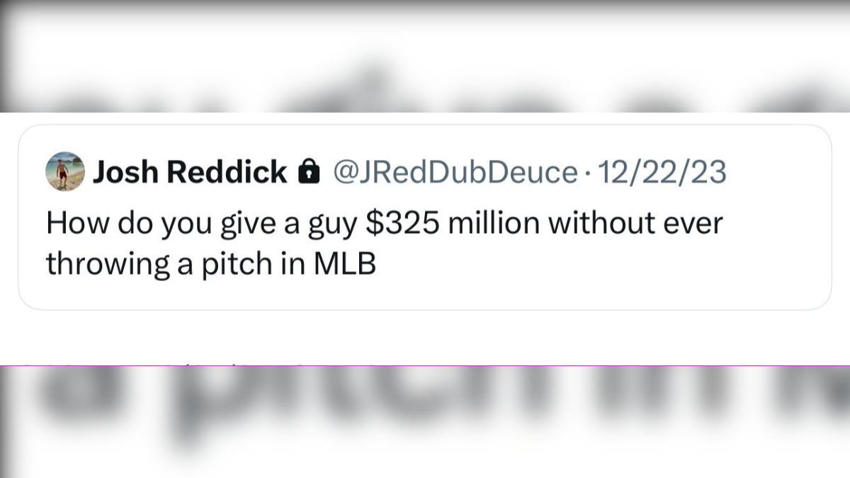 瑞迪克2023年曾發文表示「怎麼會給1個從沒在MLB投過球的人3.25億美元?」。(圖/翻攝自X@jsmith0808)