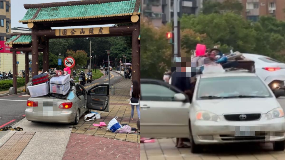 桃園赫見「阿北的移動城堡」 汽車疊疊樂綁腳踏車、塞家具