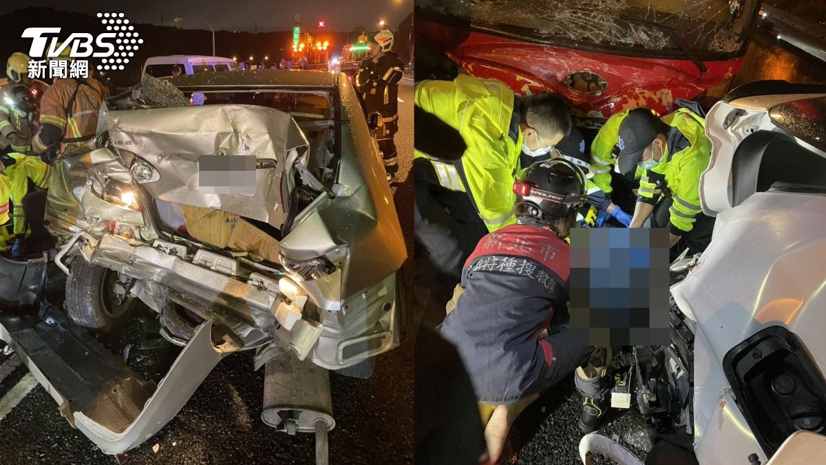 國道一號五楊高架3日晚間發生死亡車禍。（圖／TVBS）
