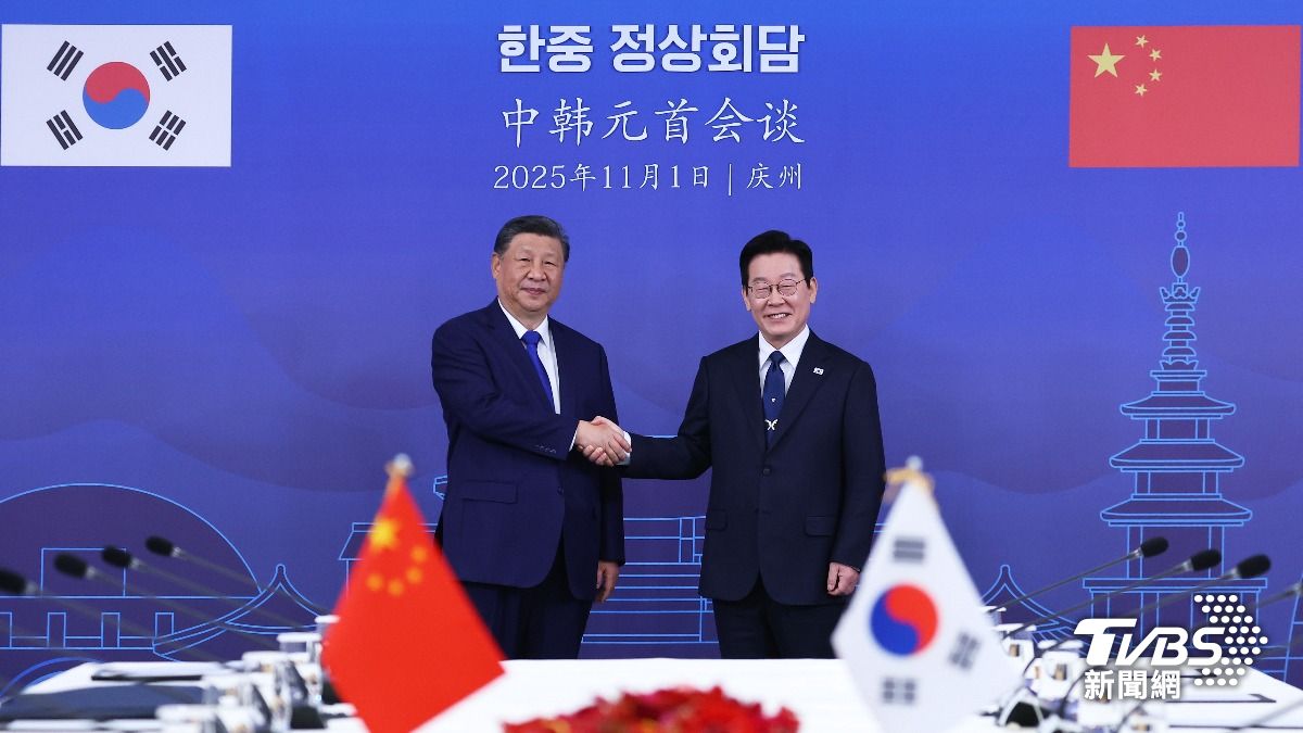 中國領導人習近平與南韓總統李在明。（圖／達志影像美聯社）