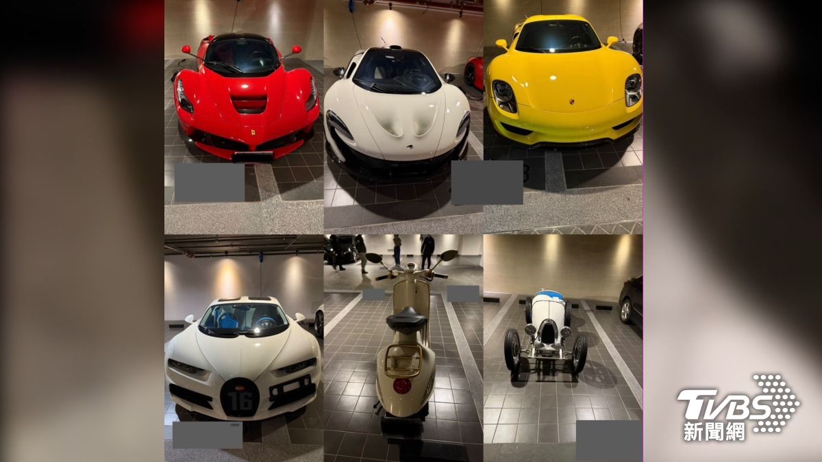 太子集團26輛豪車遭查扣,驚見單價高達近兩億元的山豬王Bugatti。(圖/TVBS)