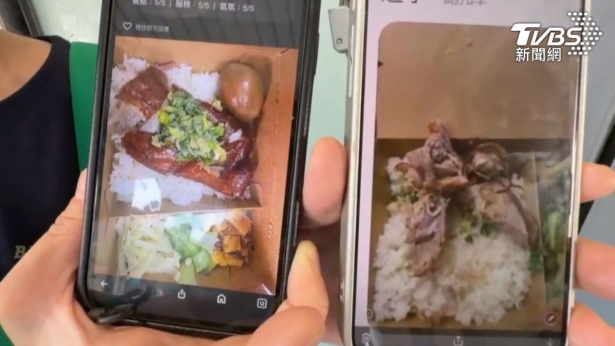 高雄一家燒臘店被民眾指控,日前買了一份燒鵝便當,結果骨頭比肉還多,業者拿出對比圖出面反擊,更直呼民眾在造謠(圖/TVBS)