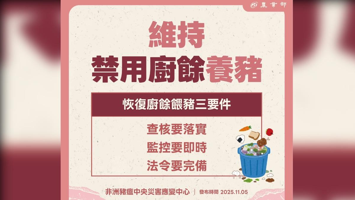 禁用廚餘養豬禁令。（圖／農業部）