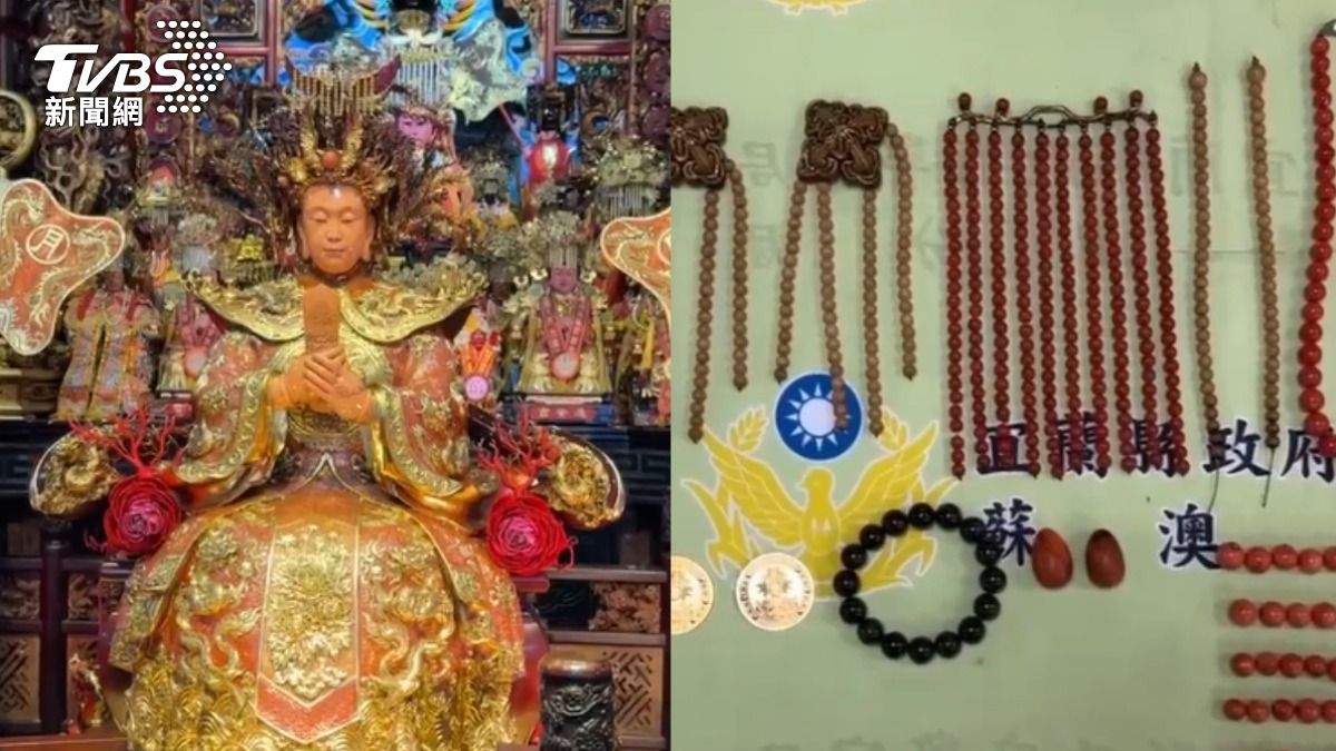 男子投資失利，竊取進安宮珊瑚媽祖配飾。（圖／TVBS）