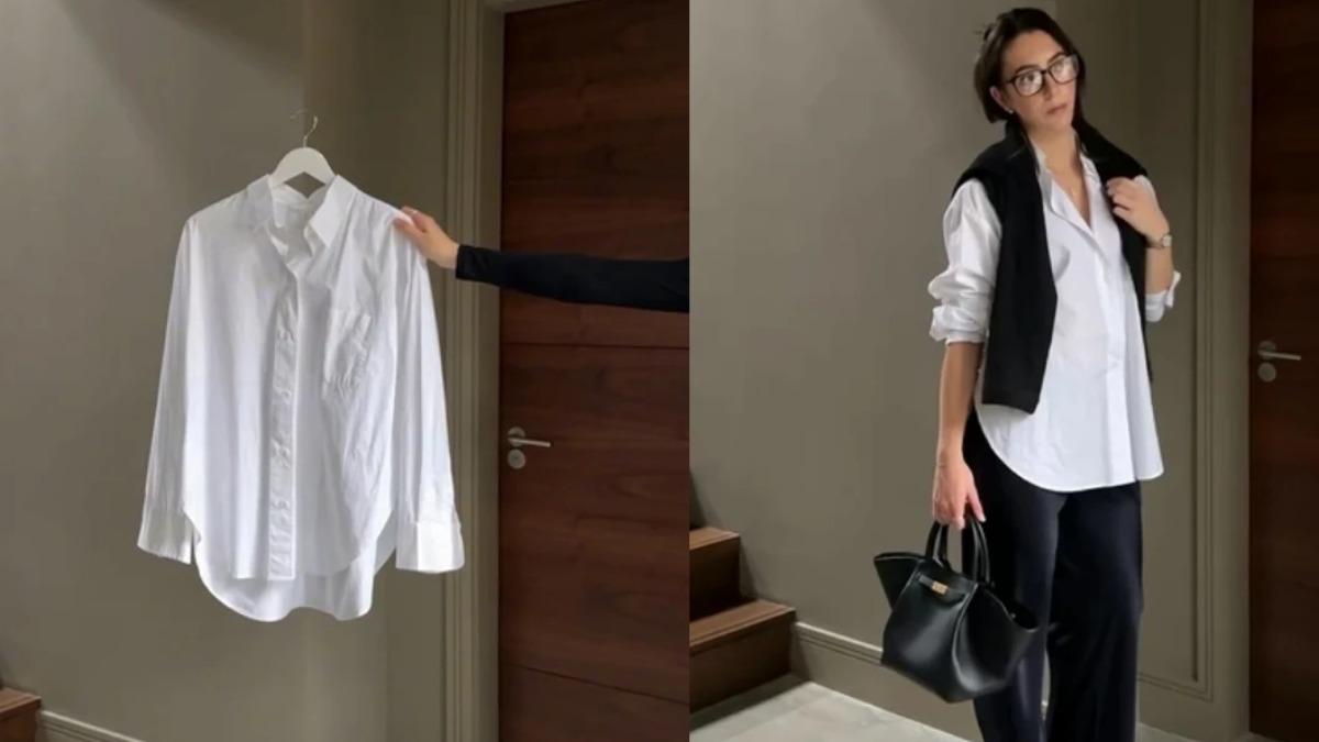 一件挺括的白襯衫是職場經典。(圖/翻攝自IG@lydiafleurfashion)