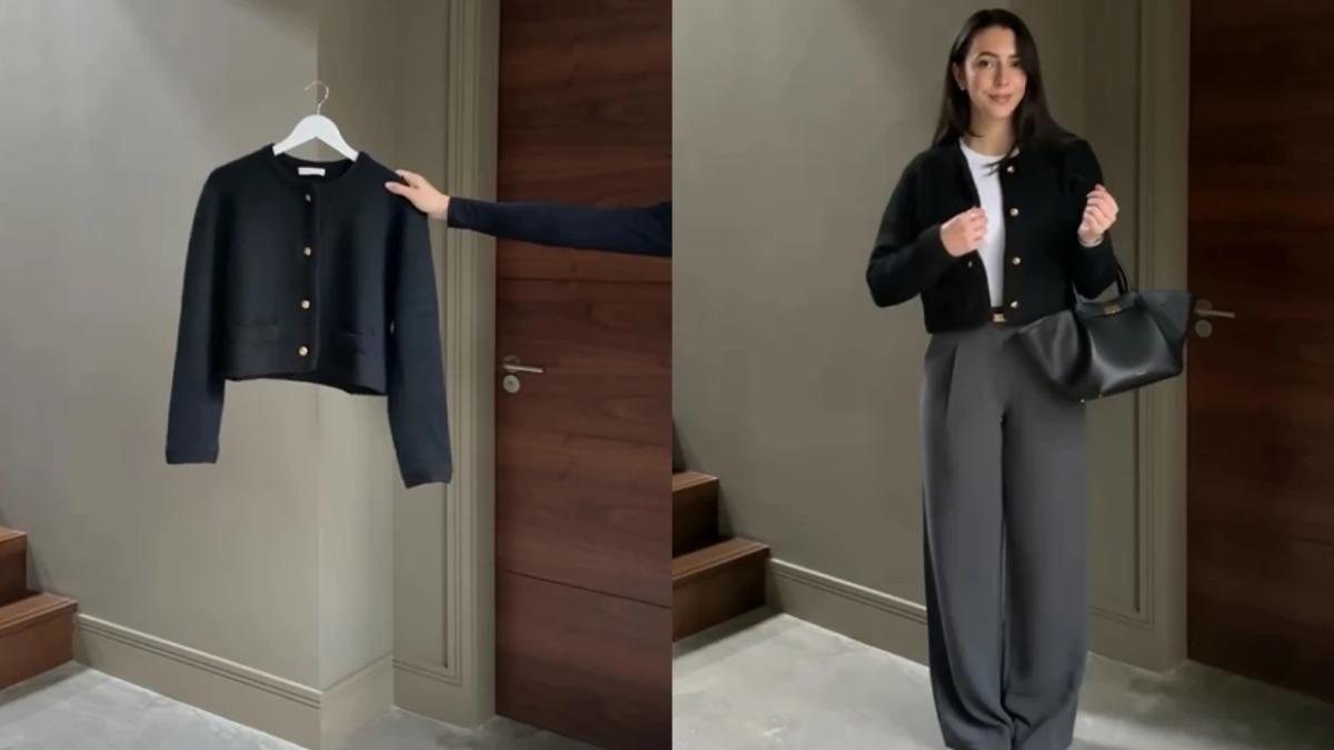 黑色圓領外套是基本色單品,能與多種下身搭配。(圖/翻攝自IG@lydiafleurfashion)