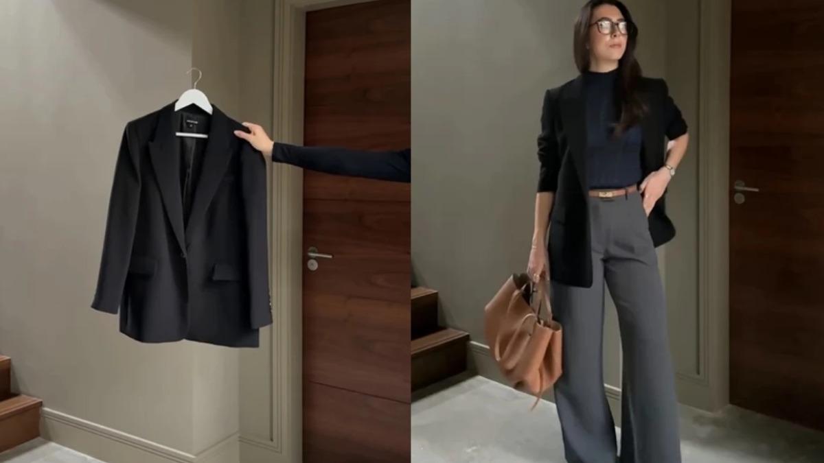 黑色西裝外套是職場衣櫃的核心單品。(圖/翻攝自IG@lydiafleurfashion)
