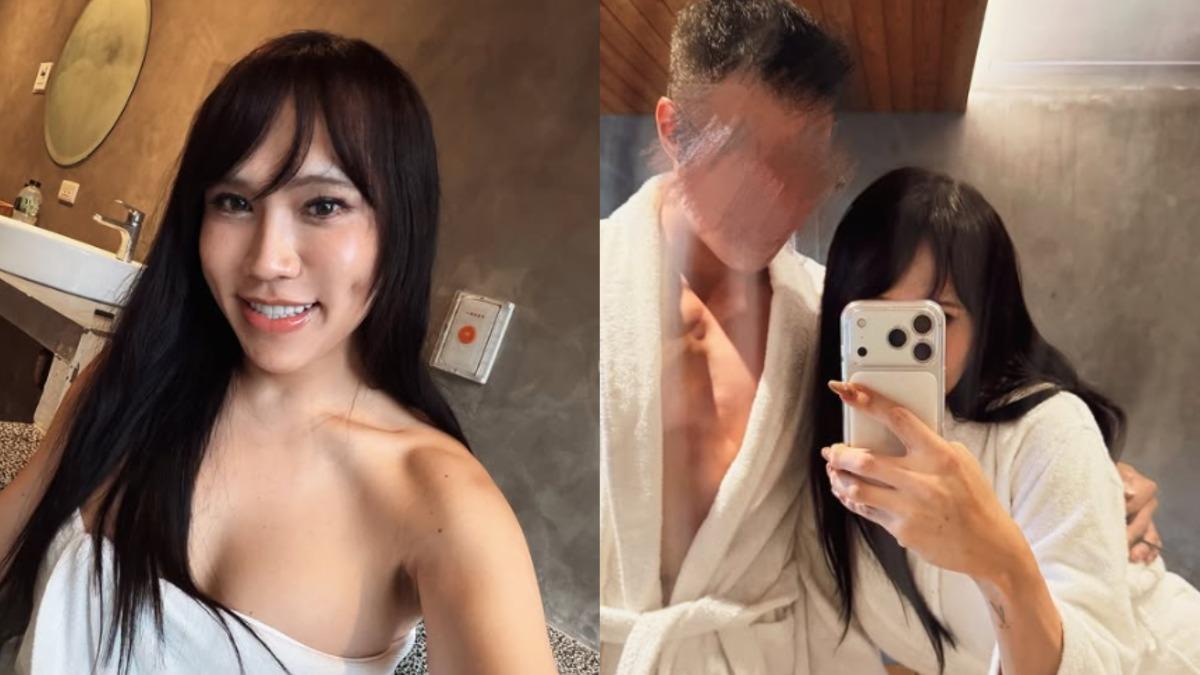 黃小愛和男友去泡湯。(圖/翻攝自littlelove0304 IG)