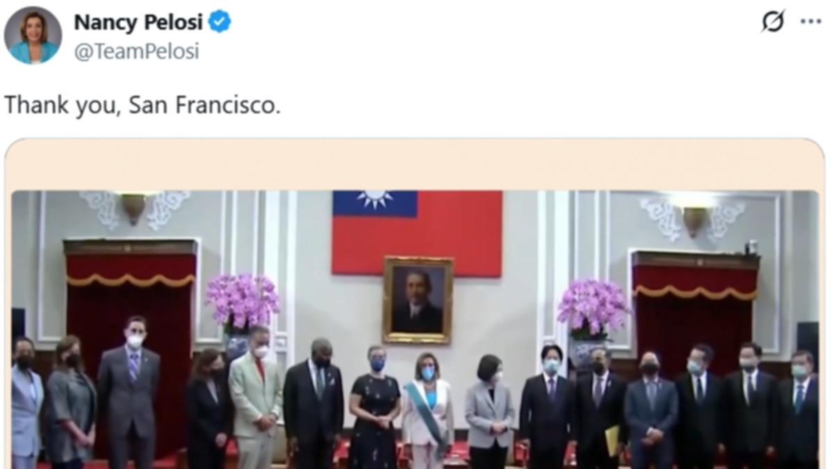 裴洛西來台畫面也出現在致謝影片中。(圖/翻攝@TeamPelosi)