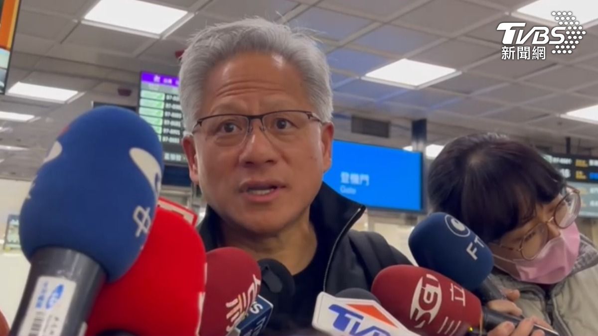 黃仁勳訪台。(圖/TVBS)