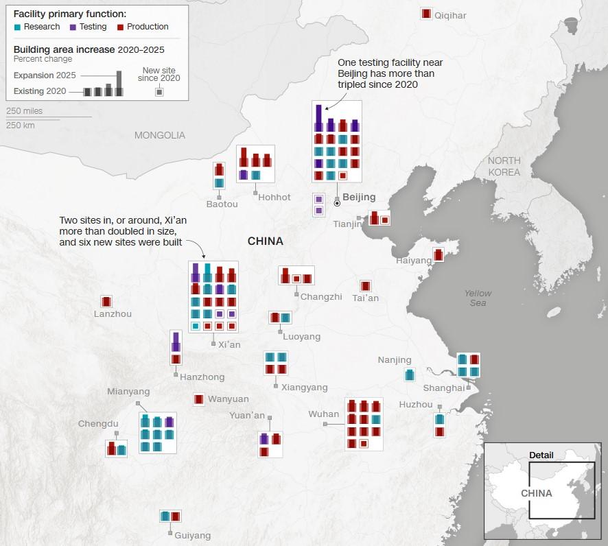 《CNN》指出,中國「飛彈基地」自 2020 年以來大規模擴建,不斷提升飛彈能力和儲備。(圖/翻攝 CNN)