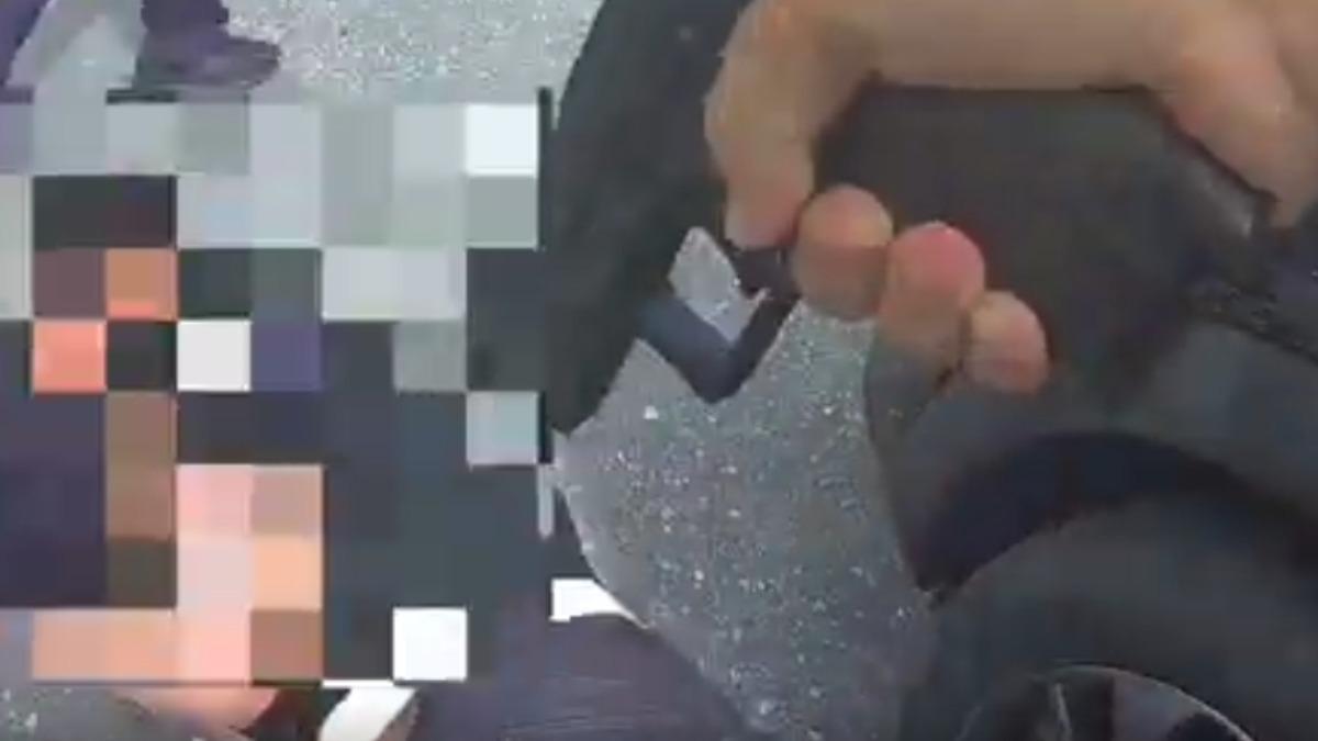 花蓮警壓制毆人嫌犯。（圖／花蓮警方）