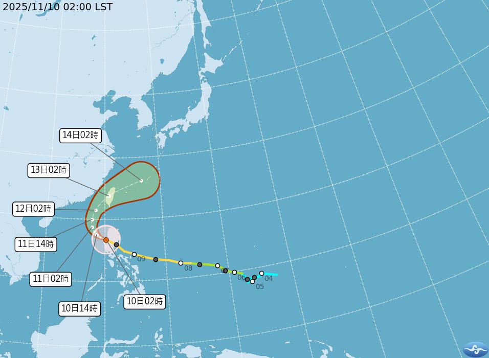 鳳凰颱風最新預測路徑。(圖/中央氣象署)