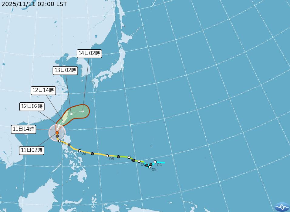 鳳凰颱風預測路徑。（圖／氣象署）