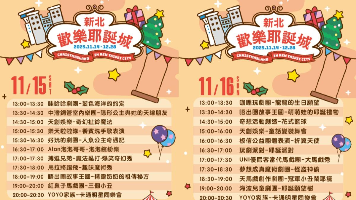 童樂馬戲嘉年華兩日活動節目表。(圖/新北市政府提供)
