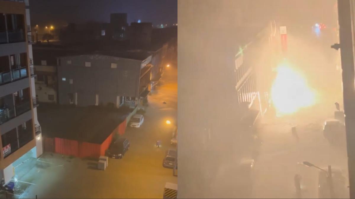 蘇澳全聯旁變電箱爆炸。(圖/Threads@night._.11.5授權提供)