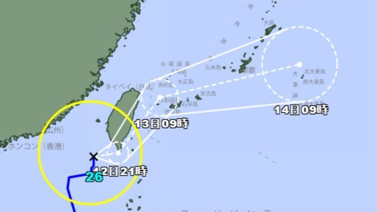 日本氣象廳預測鳳凰颱風移動路徑。（圖／翻攝自日本氣象廳）