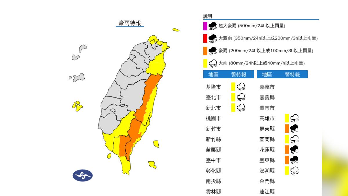 天氣/鳳凰颱風加速衝炸雨!9縣市豪大雨特報 一路下到晚上