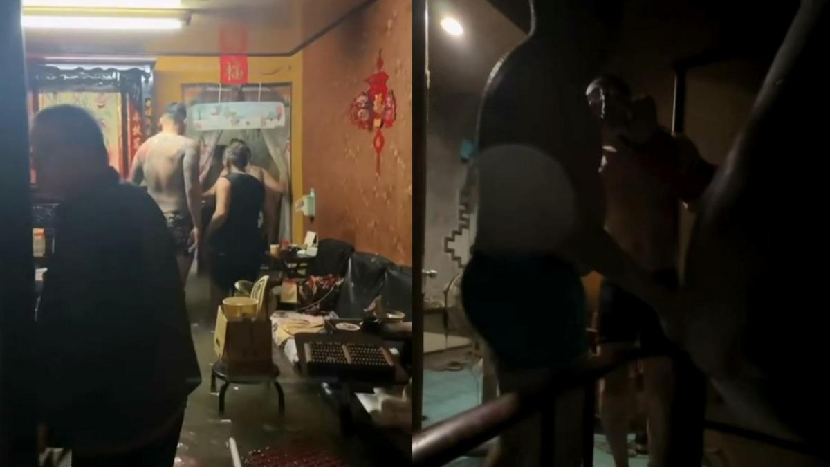 民眾到冬山鄉旅遊遇淹水,救援受困婦人。(圖/threads@0423mark_授權提供)