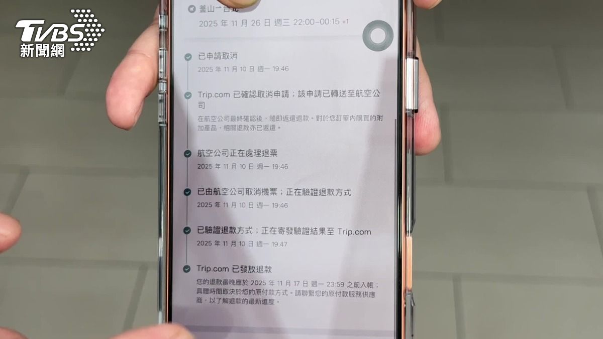 洪先生出發前兩週突然被告知航班取消，只能緊急尋找替代方案。（圖／TVBS）