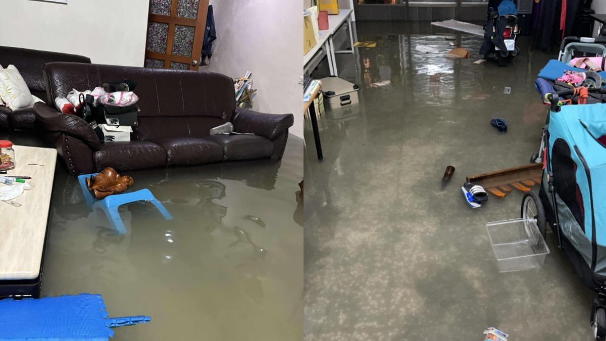 宜蘭羅東民眾家中家具泡水。(圖/民眾提供)