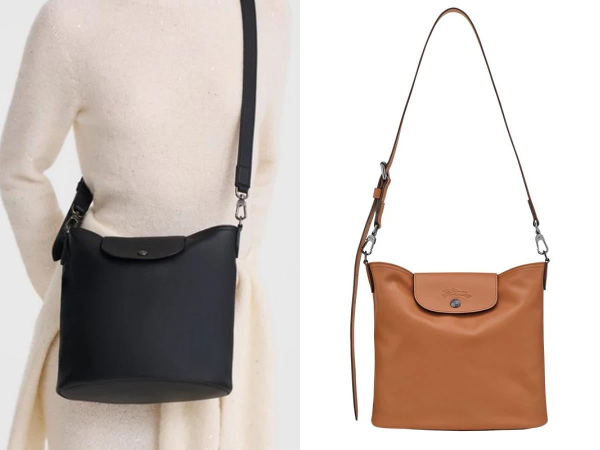 DON Hobo Bag,以棕色牛皮打造配有可高度調節的肩帶。(圖/翻攝自LONGCHAMP)