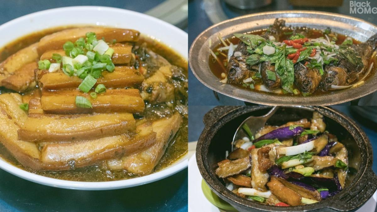 除了經典的梅干扣肉，客家燜鯽魚、三杯掌茄也是下飯的美味料理。（圖／黑哥桃繽紛假期提供）