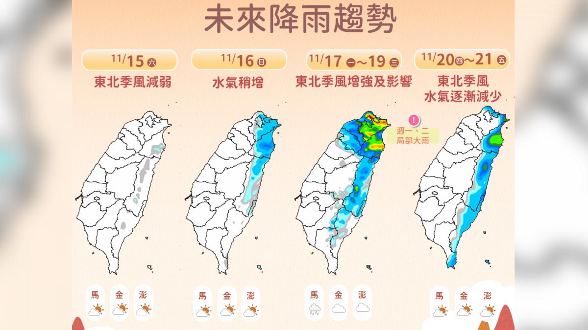 未來降雨趨勢。(圖/中央氣象署)