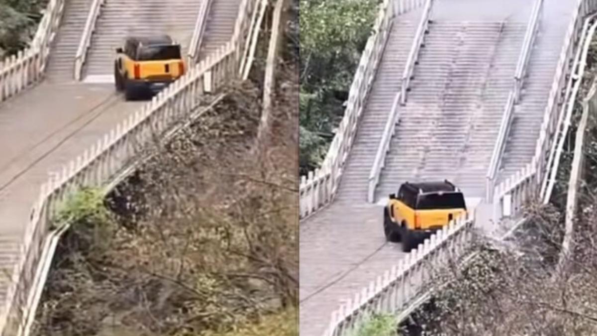 弄巧成拙!奇瑞汽車風雲X3L爬天梯撞柵欄 認風險規劃不足