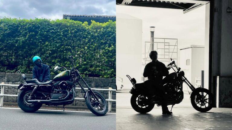 從木村拓哉近期在社群曝光的照片也能看到,他的愛車Harley-Davidson XL1200NS並非完全原廠樣貌。(圖/木村光希IG)