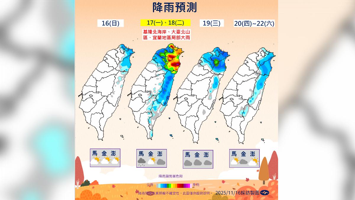 未來一週雨區曝。（圖／氣象署）