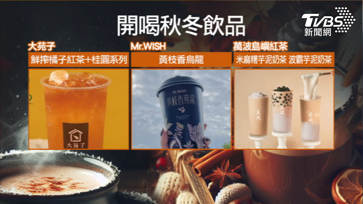 秋冬新飲品搶客,桂圓系列有溫潤感以及芋泥控新品。(圖/TVBS)