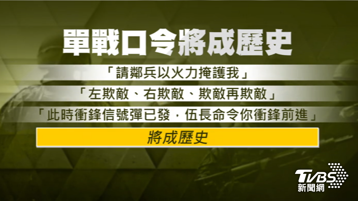 「請鄰兵以火力掩護我」將成歷史,單戰口令將改版。(圖/TVBS)