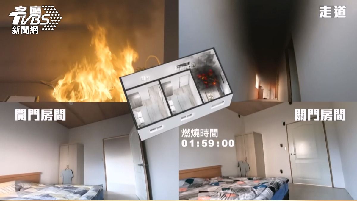 公寓火警17人受困　「濃煙關門」救命關鍵。(圖／TVBS)