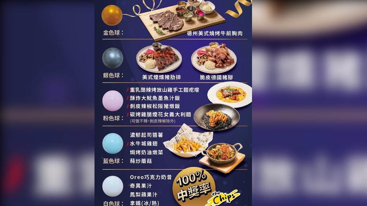 The chips美式餐廳祭出抽獎。（圖／翻攝自The chips美式餐廳臉書）