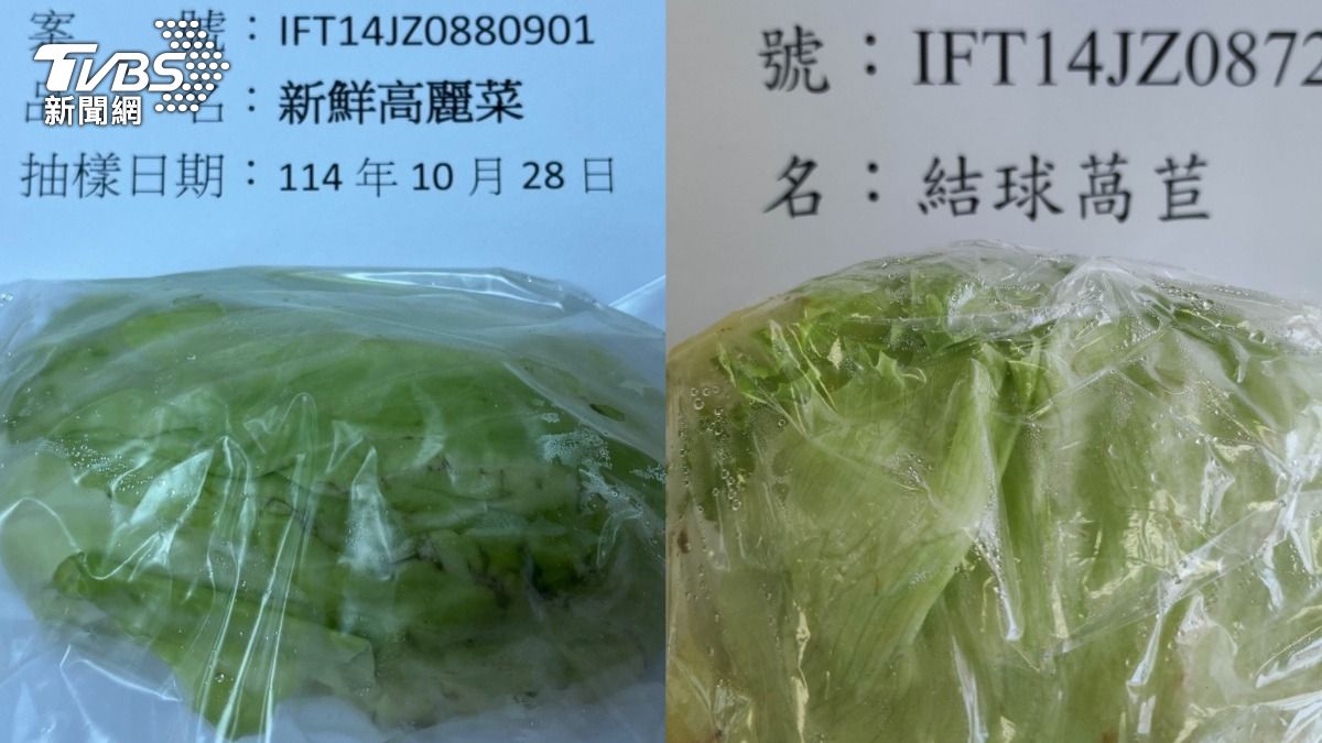 結球萵苣、新鮮高麗菜，農藥殘留超標。（圖／食藥署提供）