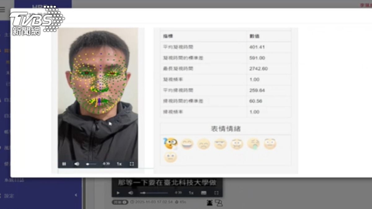 AI面試官能分析表情、分析人格特質等多樣功能。(圖/TVBS)