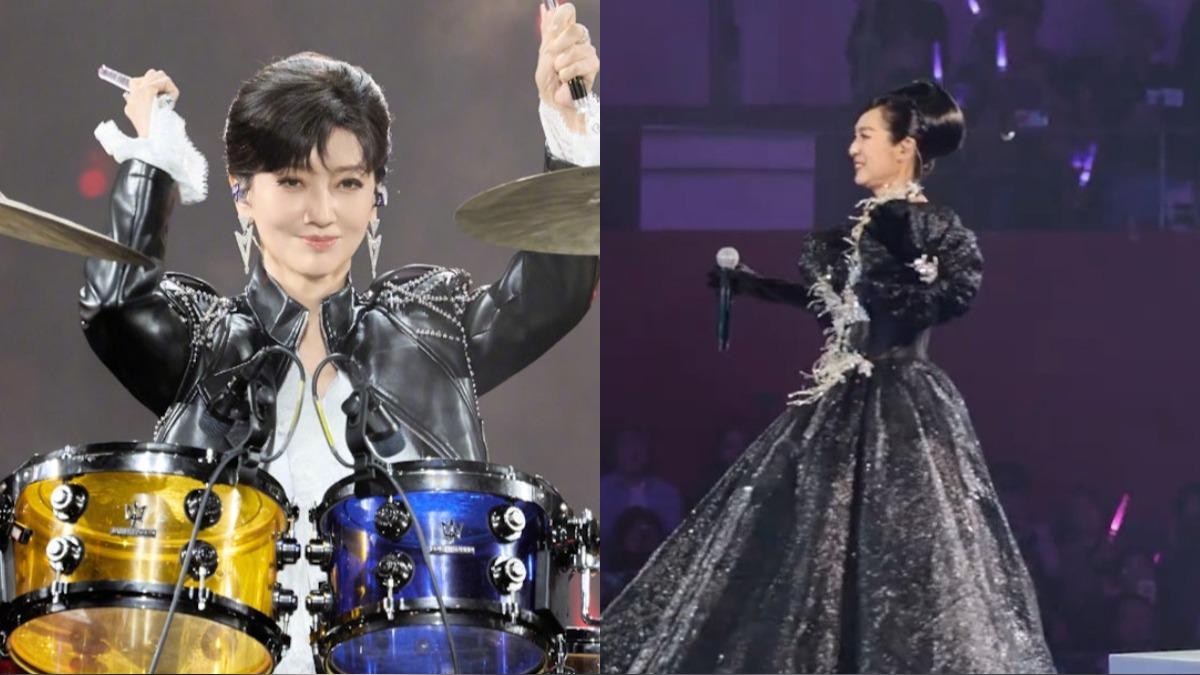 71歲趙雅芝超有活力!演唱會皮衣打鼓 金裙掃腿舞嗨翻全場