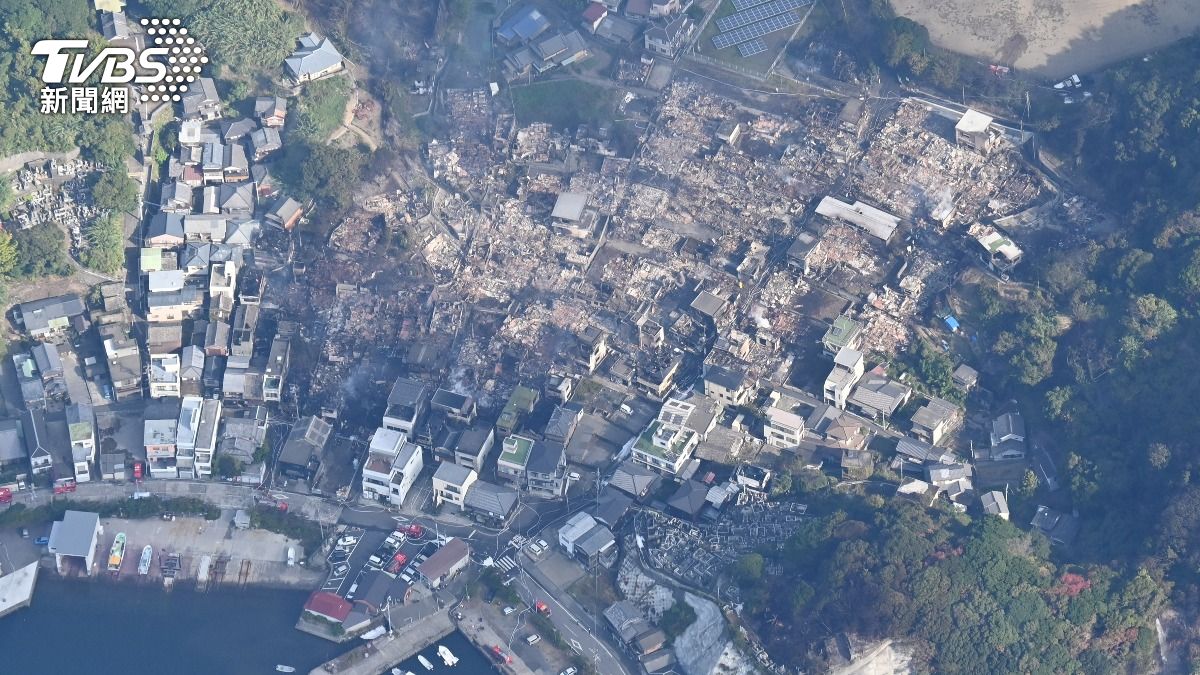 日本大分縣火災，至少燒毀170棟建築。（圖／達志影像美聯社）