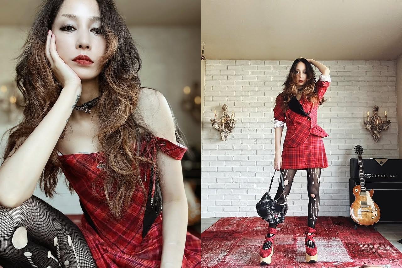 前幾天中島美嘉難得為《NANA》跟品牌合作的服裝穿上短裙。(圖/翻攝自中島美嘉IG)