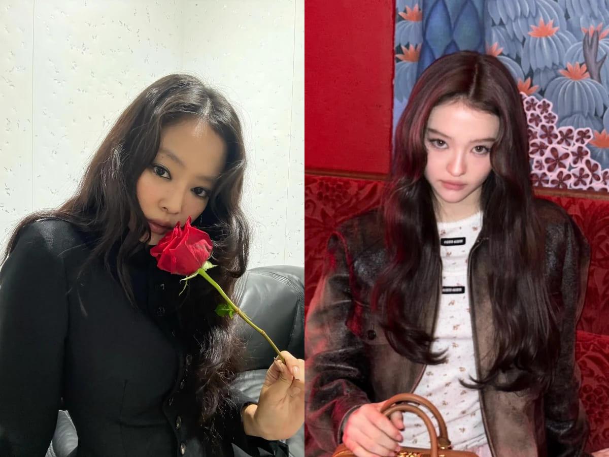 中分微捲瀏海打造別樣風味。(圖/翻攝自IG@jennierubyjane,@meovv)